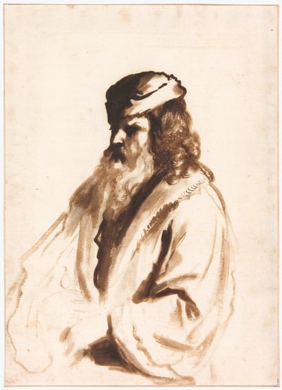 Bärtige Figur mit Turban und Pelzmantel, Halbfigur, nach rechts gewandt von Gerbrand van den Eeckhout