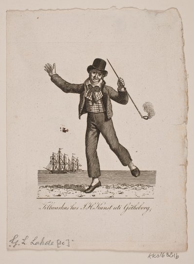 Tanzender Seemann mit Pfeife von Gerhard Ludvig Lahde