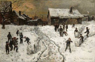 Schneebälle werfen von Gerhard Munthe