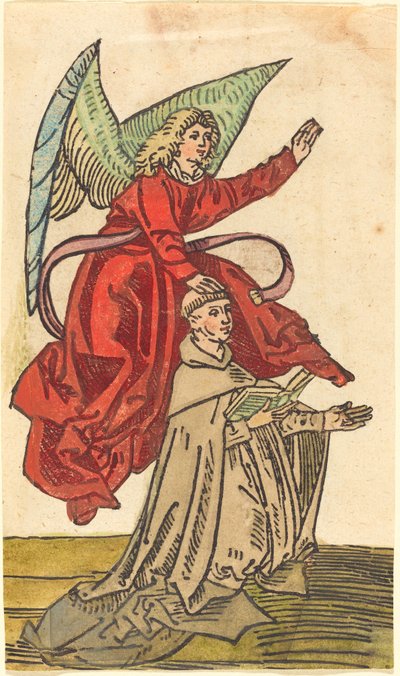 Ein Mönch mit einem Engel von German 15th Century