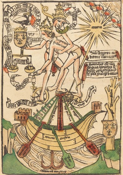 Allegorie des Treffens von Papst Paul II. und Kaiser Friedrich III. von German 15th Century