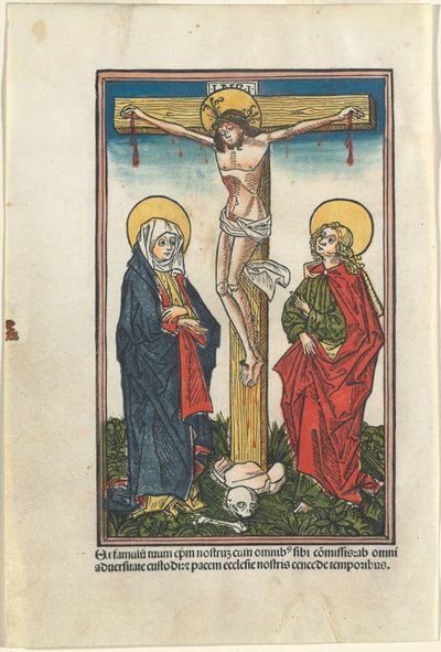 Christus am Kreuz mit der Jungfrau und dem heiligen Johannes von German 15th Century