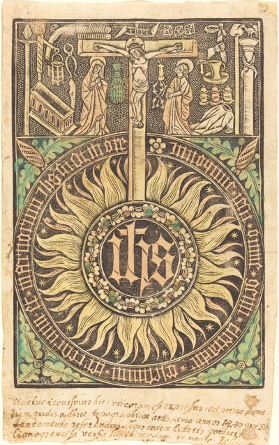 Das heilige Monogramm mit der Kreuzigung und den Passionssymbolen [recto] von German 15th Century