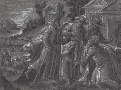 Abraham bewirtet die Engel (verso) von German 16th Century