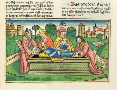 Begräbnis von Josia, aus der Nürnberger Bibel (Biblia Sacra Germanaica) von German School