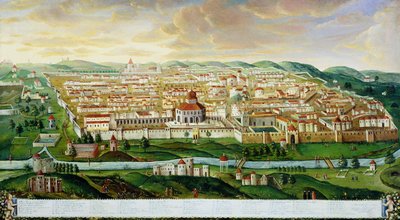 Ansicht der ummauerten Stadt Jerusalem, ca. 1740 von German School
