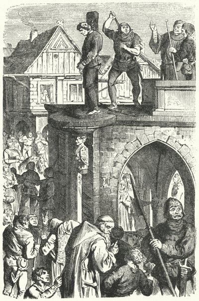 Eine öffentliche Auspeitschung in Deutschland während der Herrschaft des Heiligen Römischen Kaisers Maximilian I. (Gravur) von German School