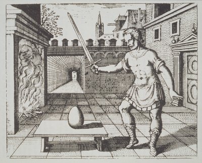 Alchemistische Allegorie: Das Ei der Philosophen, aus Srutinium Chymicum von Michael Majer (1687) illustriert in einer Geschichte der Magie, veröffentlicht Ende des 19. Jahrhunderts von German School