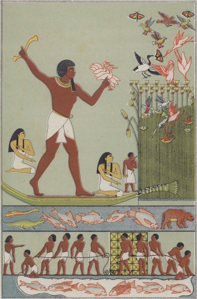 Alte Ägypter beim Fischen und Vögeljagen von German School