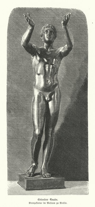 Antike griechische Bronzestatue eines betenden Jungen von German School