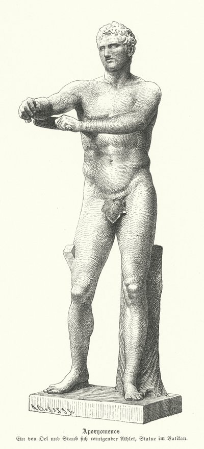 Apoxyomenos, Statue eines Athleten, der Schweiß und Staub mit einem Striegel abkratzt von German School