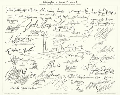 Autogramme berühmter Personen: prominente Figuren der protestantischen Reformation, Großbritannien, des Dreißigjährigen Krieges und Wissenschaftler von German School
