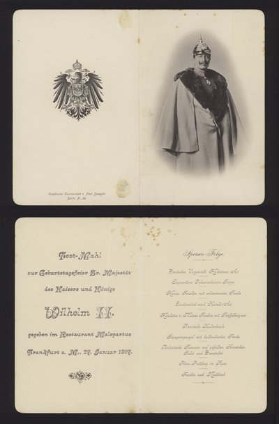 Bankett zu Ehren des Geburtstags von Kaiser Wilhelm II. von Deutschland, Frankfurt, 27. Januar 1897 von German School
