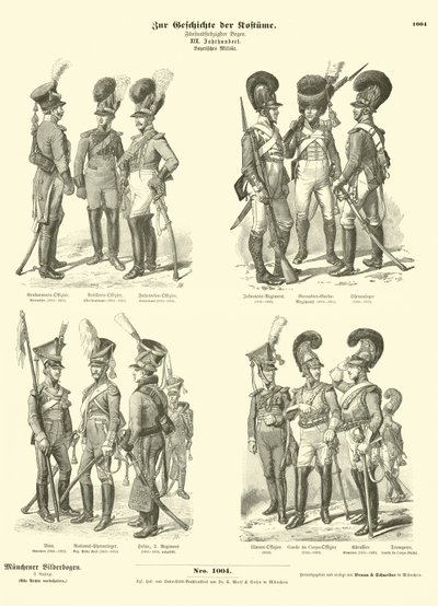 Bayerische Militäruniformen, frühes 19. Jahrhundert von German School