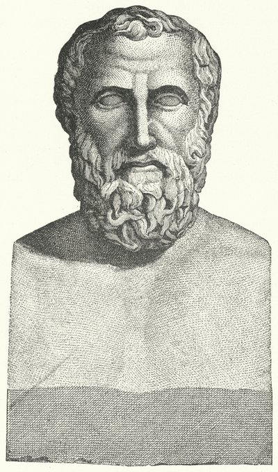 Büste des antiken griechischen Dichters Archilochos (Stich) von German School