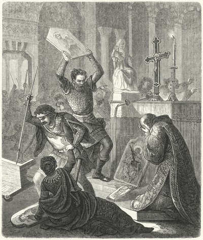 Byzantinischer Bildersturm, 8. Jahrhundert (Gravur) von German School