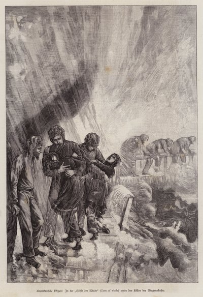 Höhle der Winde, unter den Niagarafällen, New York, USA (Stich) von German School