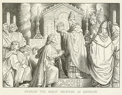 Karl der Große als Kaiser gekrönt von German School
