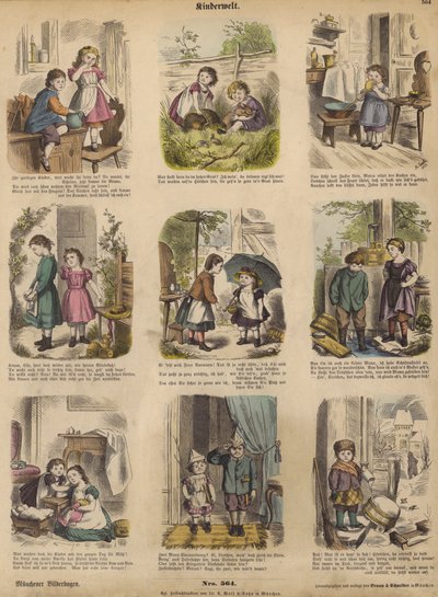 Kindheit (kolorierte Gravur) von German School