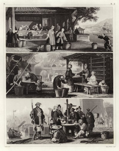 Chinesische Szenen (Gravur) von German School