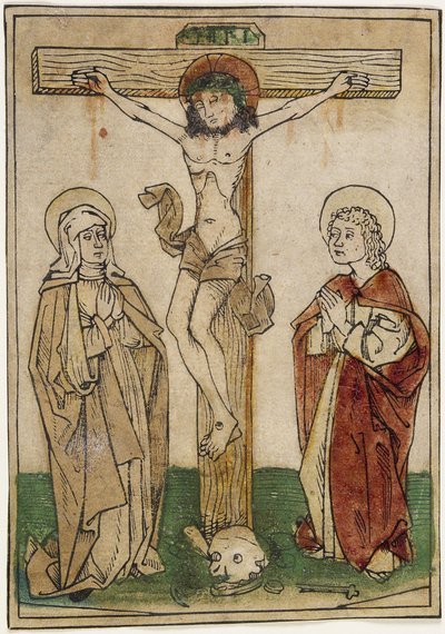 Christus am Kreuz mit Maria und Johannes, um 1470-80 von German School