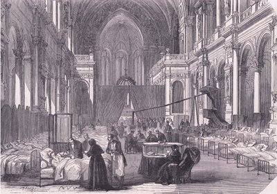 Kirche in Paris, in ein Krankenhaus umgewandelt, Cassells Geschichte des Krieges zwischen Frankreich und Deutschland, veröffentlicht von Cassell and Company Limited, ca. 1890 von German School