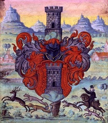 Wappen in einer Jagdszene, ca. 1640 von German School