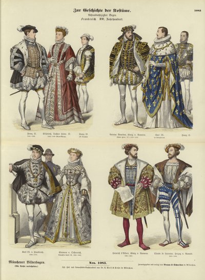 Kostüme der französischen Königsfamilie und des Adels, 16. Jahrhundert von German School
