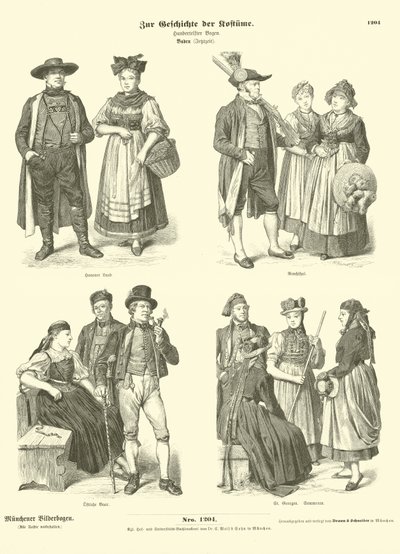 Kostüme aus Baden, Deutschland, 19. Jahrhundert von German School