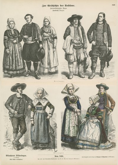 Kostüme der Bretagne, späte 19. Jahrhundert von German School