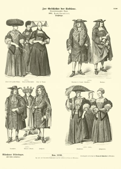 Kostüme aus Straßburg, 17. Jahrhundert von German School