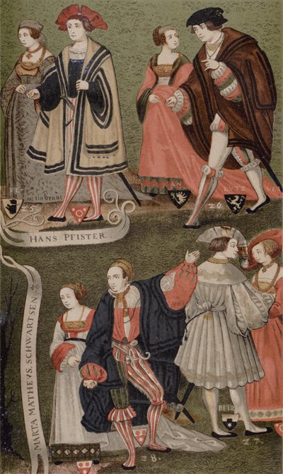 Kostüme prominenter Bürger von Augsburg, Bayern, im Jahr 1520 von German School