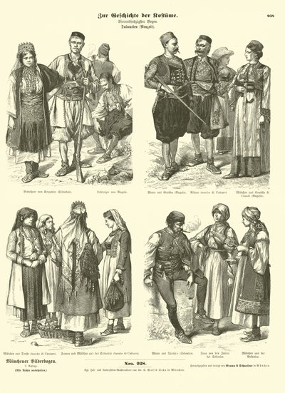 Dalmatinische Kostüme, spätes 19. Jahrhundert von German School