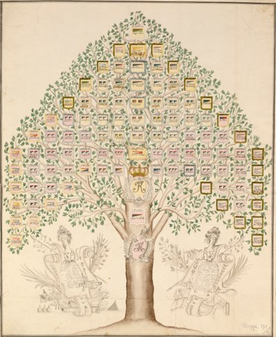 Diagramm der 97 Stationen der Regimenter, die die königlich-preußische Armee bildeten, 1756 von German School