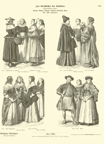 Niederländische, böhmische, spanische, englische, französische und polnische Kostüme, 16. - 17. Jahrhundert von German School