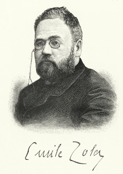 Emile Zola, französischer Romanautor und Dramatiker (Lithografie) von German School