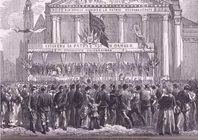 Einschreibung von Freiwilligen zur Verteidigung von Paris, Cassells Geschichte des Krieges zwischen Frankreich und Deutschland, veröffentlicht von Cassell and Company Limited, ca. 1890 von German School