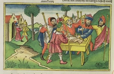Exodus 12 Das erste Passah, aus der Nürnberger Bibel (Biblia Sacra Germanaica) von German School