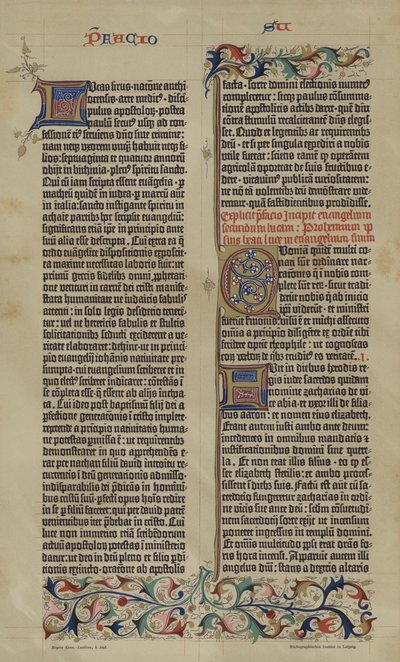 Faksimile der 42-zeiligen lateinischen Bibel von Johannes Gutenberg aus dem Jahr 1455 von German School
