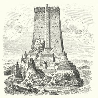 Burg Fleckenstein, Elsass (Stich) von German School