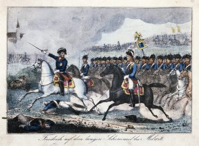 Friedrich auf seinem weißen Pferd in der Nähe von Molwitz von German School
