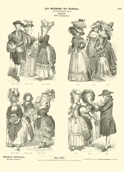 Französische Kostüme, 18. Jahrhundert von German School