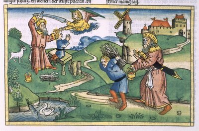 Genesis 21:1-14 Abrahams Opferung Isaaks, aus der Nürnberger Bibel (Biblia Sacra Germanaica) von German School