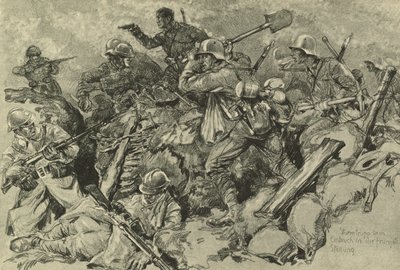 Deutsche Truppen greifen die französische Frontlinie an von German School
