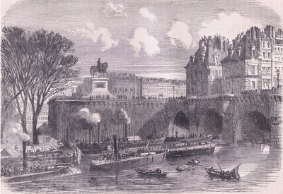 Kanonenboote auf der Seine, Cassells Geschichte des Krieges zwischen Frankreich und Deutschland, veröffentlicht von Cassell and Company Limited, ca. 1890 von German School