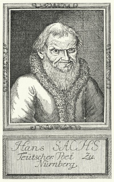 Hans Sachs, deutscher Dramatiker und Schriftsteller (Stich) von German School