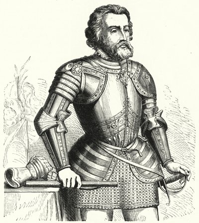Hernán Cortés, spanischer Konquistador von German School