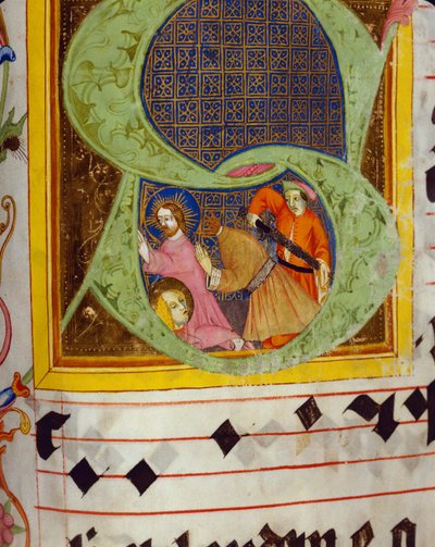 Historiierte Initiale S mit der Enthauptung von Johannes dem Täufer, aus dem Graduale von Friedrich Zollner von Langenzenn, 1439-42 von German School