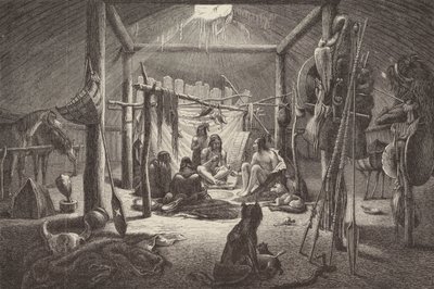 Hütte des nordamerikanischen Indianerhäuptlings (Stich) von German School