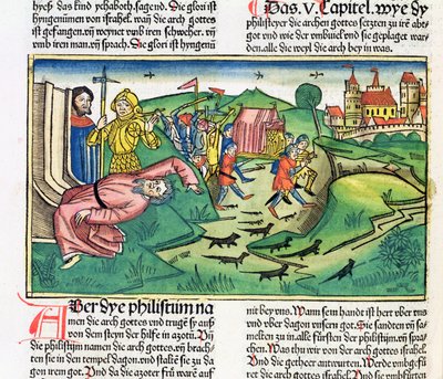 I Samuel 5:1-11 Die Philister erobern die Bundeslade und werden von der Plage heimgesucht, aus der Nürnberger Bibel (Biblia Sacra Germanaica) von German School